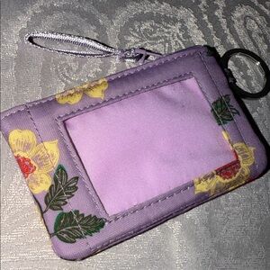 Vera Bradley Lavender Floral ID Badge Holder with Key Ring